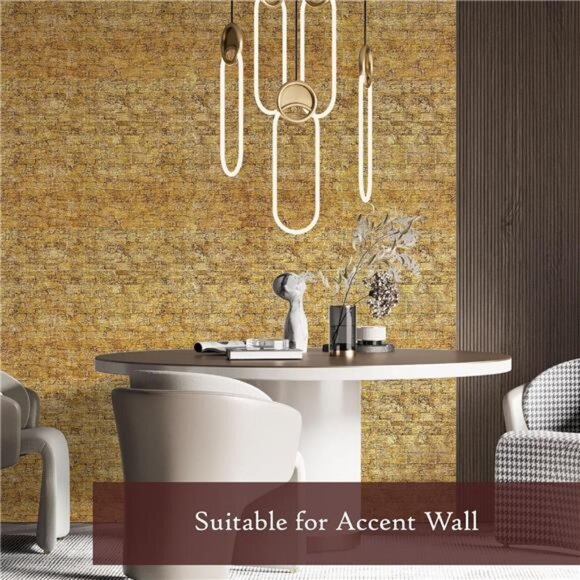 Gold Peel and Stick Contact Paper (15.7" x 78", Gold) Textured Metallic - Picture 3 of 7